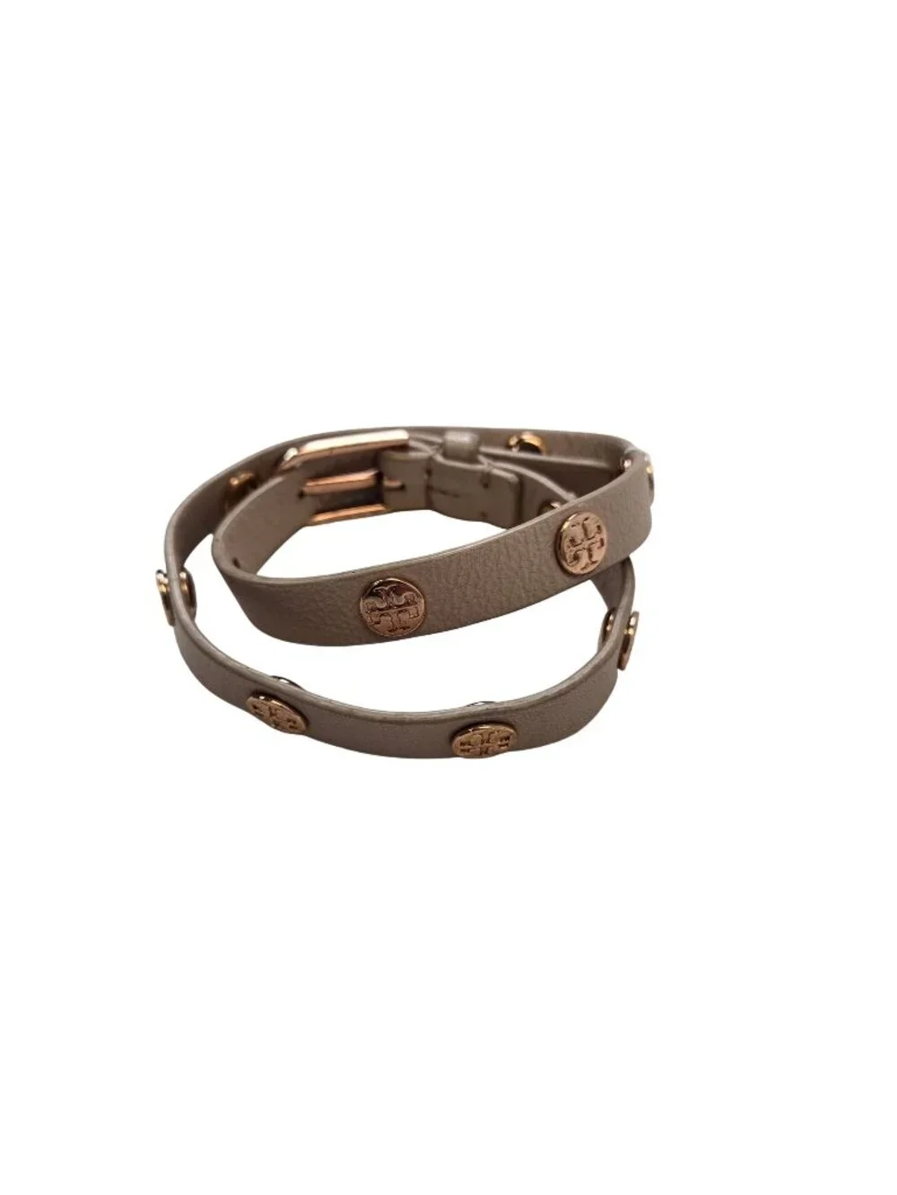 Tory Burch Double Wrap Logo Pink Leather & Rose Gold Bracelet